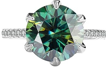 5 karat röd/grön/rosa Moissanite Ringar for kvinnor D Färg VVS1 diamantringar S925 Sterling Silver Förlovningsringar for med certifikat(Green,9)