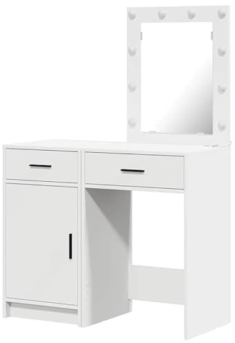 Eleganz Juego de tocador con puerta de 2 piezas, color blanco, 50 x 41 x 135 cm, de material de madera, muebles de dormitorio para más espacio y organización