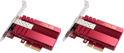 ASUS XG-C100F, Tarjeta de Red PCIe 10 gigabit con Puerto SFP+ (Soporte Perfil bajo, QOS, Conexiones DAC), Negro, PCle 10 Gigabit (Paquete de 2)