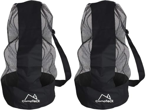 CampTeck U7081 Zugband Balltasche Fussballtasche Polyester Ballsäcke mit Schulterriemen (12-15 Bälle) - Schwarz (Packung mit 2)