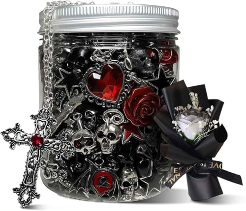 20–70 Stück Gothic-Schmuckdose, Überraschungsschmuck-Set für Damen, enthält Halsketten, Ohrringe, Ringe, Armbänder und Haarspangen, einzigartiges Geschenk zum Jahrestag, Geburtstag, Freundschaft