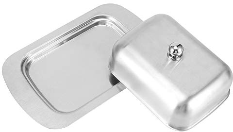 HEEPDD Stainless Steel Butter Dish Double Insulation Design Keeps Butter Soft for Spreadable Meals Food Grade Material with Sanding Finish Dishwasher Safe Easy Clean 7.3 X 4.8 X 2.8