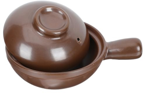 NIYANGLE Cazuela de Barro con Asa Lateral para Cocción Doméstica Olla para Guisos Arroz y Fideos Resistente Altas Temperaturas Apta para Sopa y Estofados