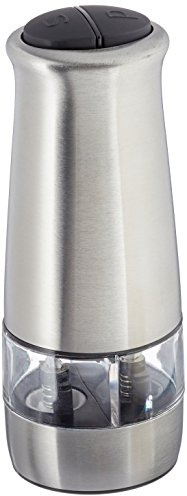 Kesper elektrische Pfeffer und Salzmühle aus Edelstahl in der Farbe Silber Größe: 6,5x6x20 cm, 13720