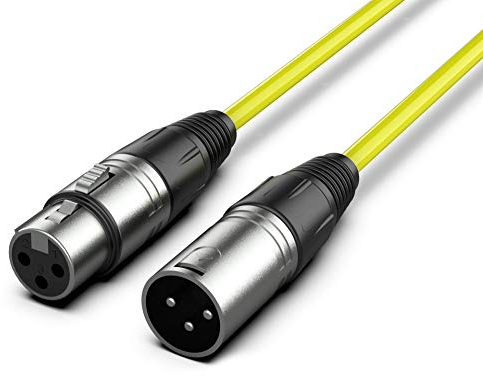 Audibax Silver Cavo XLR maschio a XLR femmina - Lunghezza 6 metri - Connettori OFC ad alta trasmissione del segnale - Rivestito in PVC - Isolamento massimo - Diametro 6 mm - Colore giallo