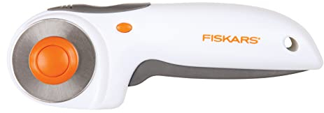 Fiskars Auslöser-Rollmesser, Mit Klinge Ø 45 mm, Für Rechts- und Linkshänder, Orange/Weiß/Grau, 1003910