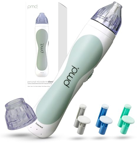 PMD Personal Microderm Classic - Máquina de microdermoabrasión casera con kit para rostro y cuerpo - Cristales exfoliantes y succión al vacío para lucir una piel fresca y radiante - Gris.
