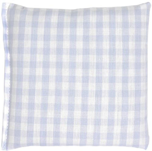 Cojín de semillas 12x12cm (algodón orgánico azúl claro y blanco) | Saco térmico | Cojín de semillas | Pepitas de uva