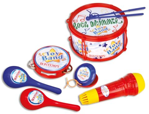 Bontempi | MusicalWonders - Kit Musicale Assortito con Tamburo, Cembalo, Microfono, Nacchera e Maracas per una Sinfonia di Divertimento