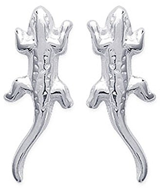 Bijoux Obrillant-Bijoux - Boucles d'oreilles puces en argent massif 925/1000 salamandre lézard Gécko