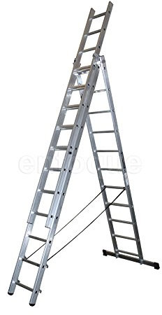 ALTIPESA Escalera Profesional de Aluminio Triple Tijera Acceso con Tramo Extensible 3 x 11 Peldaños Serie Triple