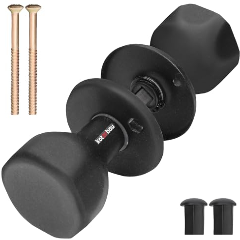 KOTARBAU® Türknauf Drehbar Schwarz Türgarnitur Türbeschlag Türgriff mit Montageschrauben Stahl Lackiert Kugelknauf Türknopf Drehknauf Schutzbeschlag