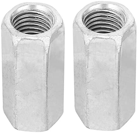 Hyuduo 2Pcs M16*50 Langstabkupplungsmutter Stahl Sechskantgewindemutter Gewindebefestigungen