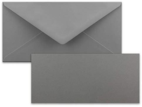 FarbenFroh by GUSTAV NEUSER 25x Stück Karte mit Umschlag Set Einzel-Karten Din Lang 9,9 x 21 cm Graphit mit Brief-Umschlägen DIN Lang 11 x 22 cm Graphit Nassklebung