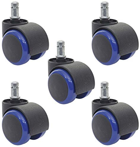 Mendler 5er-Set Hartbodenrollen HWC-H86, 150kg belastbar Ø 11mm - blau | Bürostuhl-Rollen, Stuhlrollen