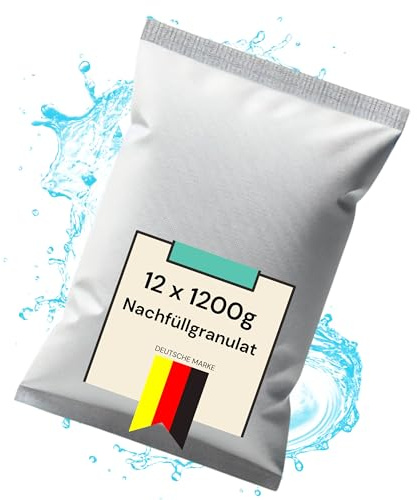VANI Luftentfeuchter Nachfüllpack (12 Stück, je 1200g) - Luftentfeuchter Granulat - Schutz gegen Schimmel & Gerüche - Entfeuchter Nachfüllpack für Bad, Küche & Auto