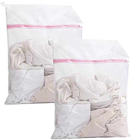 2 Stück Wäschesäcke Wäschenetz für Waschmaschine, Haltbarer Wäschebeutel mit Reißverschluß Mesh Wäschesäcke Wäschetasche Reise (30x40 cm)