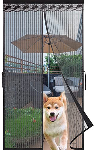 MEEYI Fliegengitter Tür Magnet 135x220cm, Pollenschutzgitter Tür Ruhig Fly Screen Door Feines Undurchdringliches Gitter Für Aluminium Türen - Schwarz