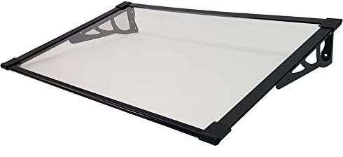 TrutzHolm® Aluminium Vordach Haustürvordach Pultvordach 150 x 90 cm Schneelast 95kg | Polycarbonatplatte | nach Auswahl (120x80 cm, schwarz)