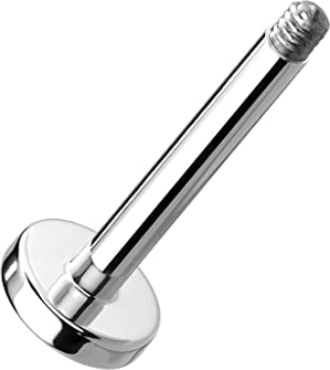 Paula & Fritz® Piercing Ersatz-Stab 6-mm Labret Stud Titan-IUM Grade 23 Silber Außen-Gewinde 1,2-mm Stärke Kombinierbar Gerade Platte Lippen-Piercing