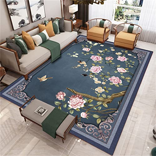 RUGMRZ Schlafzimmer Teppiche 3 Teilig 90 x 190 cm Kleine blau Badteppich Großer Traditioneller Orientteppich Mit Vintage-Blumenmuster, Leicht Zu Reinigen