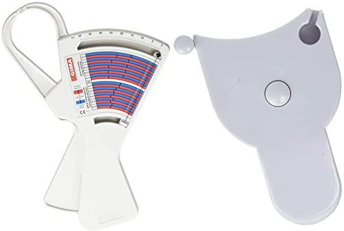 Plicometro GIMA Fat-1, analisi grasso corporeo, certificato CE & 27343 Metro misuratore corporeo a nastro, Lunghezza massima: 152 cm