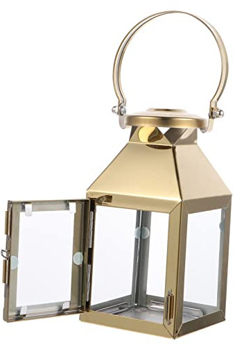 HOMSFOU 1stk Leuchter-Ornament-Ornament Vintage Hängende Kerzenlaternen Vintage Laternenlampen Kerzenlaterne Aus Edelstahl Tragbare Kerzenlaterne Gläserhalter Tisch Glas Drinnen Kandelaber