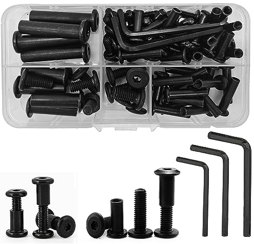 Verbindungsschraube 40 Sätze(80 Stück) M6/M4 Möbelschrauben Hülsenschrauben Stahl Vernickelt Verbindungsschrauben Schrankverbinder Möbelverbinder Schrauben (Schwarz)