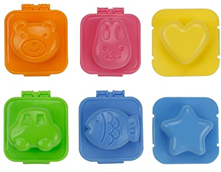 6 Stück Eierformer für Gekochte Eier - 3D Cartoon Gekochte Ei Mold, Niedlich Onigiri Maker, DIY Onigiri Sushi Gekochte Zubehör, Onigiri Form