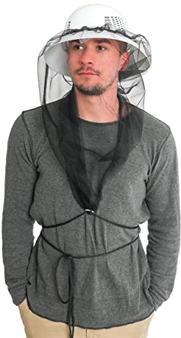 Ultra-Fine Bee & Mosquito Head Net Mesh - Lightweight, Breathable Protection for Beekeeping, Gardening, Hiking & Camping. Black
