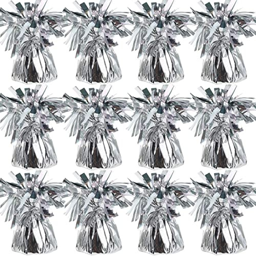 12 Stück Ballongewichte für Heliumballons Luftballons, Folie Ballon Beschwerer Ballongewicht für Hochzeit Geburtstag Party Ballons Dekoration (silber)