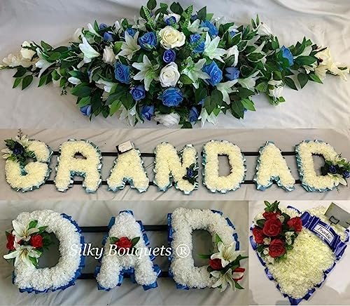 Silky Bouquets Artificial Silk Funeral Flower Tribute Grandad Dad Spray Heart Package Memorial