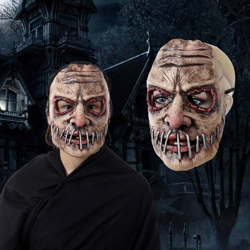 Canzoon Halloween Horror Maske Halloweenmaske Ghostface Maske Gruselig Grusel Maske Horrormaske für Faschingskostüme, Zubehör für Kostüm, Karneval oder Halloween, Durchschnittsgröße, Braun