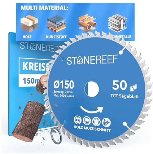 Sägeblatt 150x20 - Kreissägeblatt [inkl. Adapter auf Bohrung 20 &16mm], kompatibel mit Winkelschleifer von Bosch, Makita usw. - Sägeblatt Kreissäge Nagelfest - für Holz