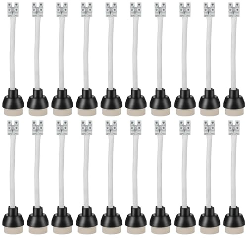 Nizirioo 20 Stück GU10 Fassung: Keramik Sockel mit 15CM Draht, Brandschutz GU10 Lampenfassung 0,75mm² Kabeldurchmesser Led fassung für LED Spots und Halogen Lampen GU 10 Fassungen