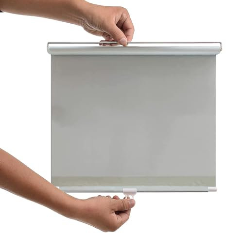 Blackout Roller Window Shades No Drilling-Suction Cup Roller Blind-Room Darkening Thermal Insulated Roll Up Blinds-Temporary Portable Window Cover,30-75cm Wide Sun Shades,Grey-35x125cm(13.8x49.2in)