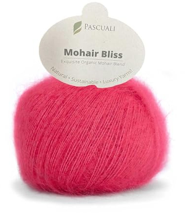 PASCUALI | Mohair Bliss |Strickwolle aus 60% Mohairwolle (Kid Mohair) 40% Seide Wolle Mohairgarn zum Stricken und Häkeln, 1 Knäuel - 25g - Farbe:Koralle 818