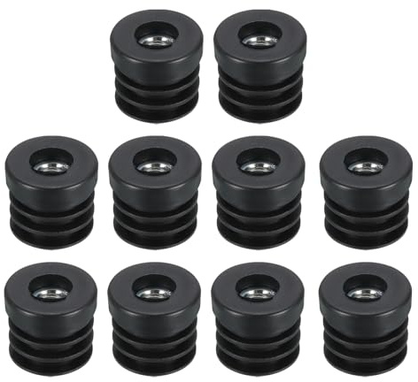 QUARKZMAN 10pcs D'Inserts pour Tube Rond avec Filetage M8 pour 25mm Dia | Pour Tube Rond de 25 mm de Diamètre Extérieur, Bouchon de Chaise en Élastique Épais Noir Pour Pieds de Meubles