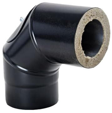 DW-Pellet-Rohr Schwarz 80mm Bogen 90° mit Tür