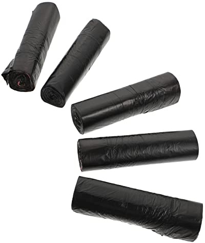 minkissy 75pcs Drawstring Trash Bags Durable Refuse Sacks for Kitchen Bathroom and Home Use Portable Easy to Separate Design Thick Black Color
