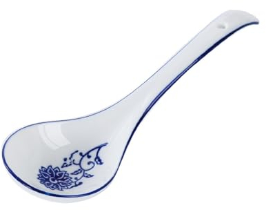 Cucharas Soperas Cucharón de sopa de cerámica de 2 piezas, cucharas de cucharón con impresión de porcelana azul y blanca china, cucharas de sopa de cerámica for cocinar, revolver, verter, cucharones f