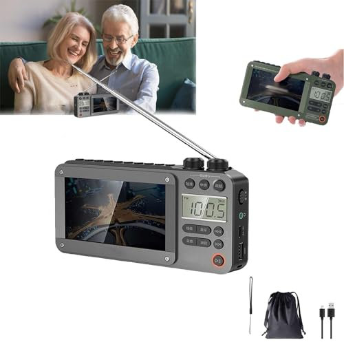 High-End Video Plug-in Bluetooth Pocket Full Band Video Radio, High-End Video Plug-in Bluetooth Pocket TV, Personal Am/Fm Pocket Radio Portable, Support USB, TF Card, Antenna, for Car, Travel, Camping