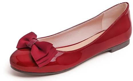 Feversole Women's Round Toe Cute Bow Trim Ballet Flats