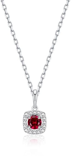 immobird fyrkantigt hänge 925 sterling silverhalsband damer ädelstenshalsband familjegåva (rubin)
