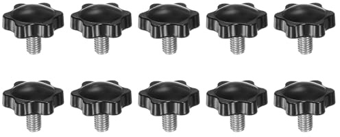 QUARKZMAN 10 Stück Rändelschrauben mit Sterngriff M8 x 12mm x 32mm Sterngriffschraube Kunststoff Knopf Edelstahl 304 Gewindebolzen Klemmschraube Sterngriffmutter Klemmknopf für Maschine