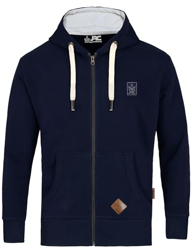 JRC Just Royal Clothing Mens Zipped Fleece Hoodies with Thermal Hood Inner, Casual Zip Up Hooded Sweatshirt Tops with Pockets