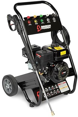 Bimson Power Petrol Pressure Washer 2900PSI / 180 Bar Jet Washer with 5 Spray Nozzles, High Pressure 8m Hose, Portable Power Washer, 2 Year Warranty