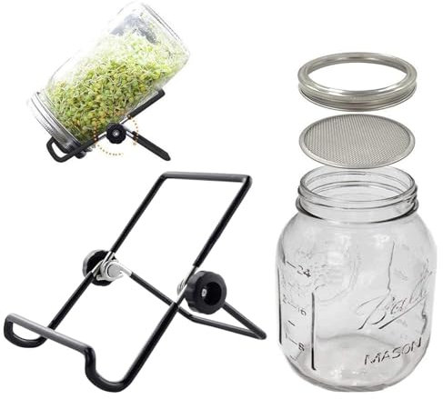 Tarro de germinación de semillas, tapas de acero inoxidable 304 para tarros Mason de boca regular y ancha, tarros de boca ancha, juego de tapas de tarros de conservas para cultivar semillas de brotes