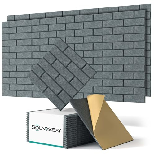 Soundsbay Akustikpaneele Selbstklebend Ziegeloptik 18 Stück Dunkelgrau 30x30x0.9cm