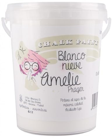 IberNorma Amelie Prager 500ml Pintura a la Tiza para muebles, Chalk paint para decoración y manualidades en madera 0,5L (01 Blanco Nieve, 0,5 Litros)
